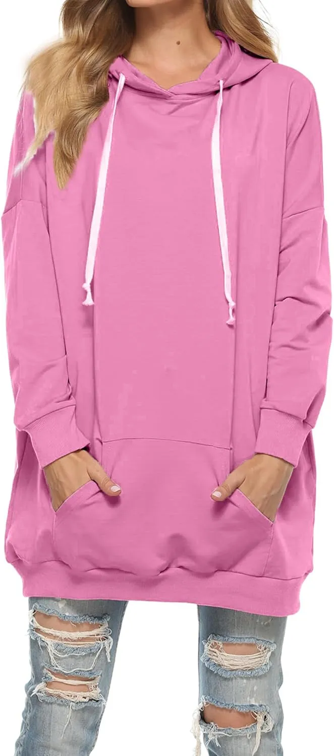 Famulily Womens Oversized Hoodie Extra Long Hooded Tunic Sweatshirt with Pockets