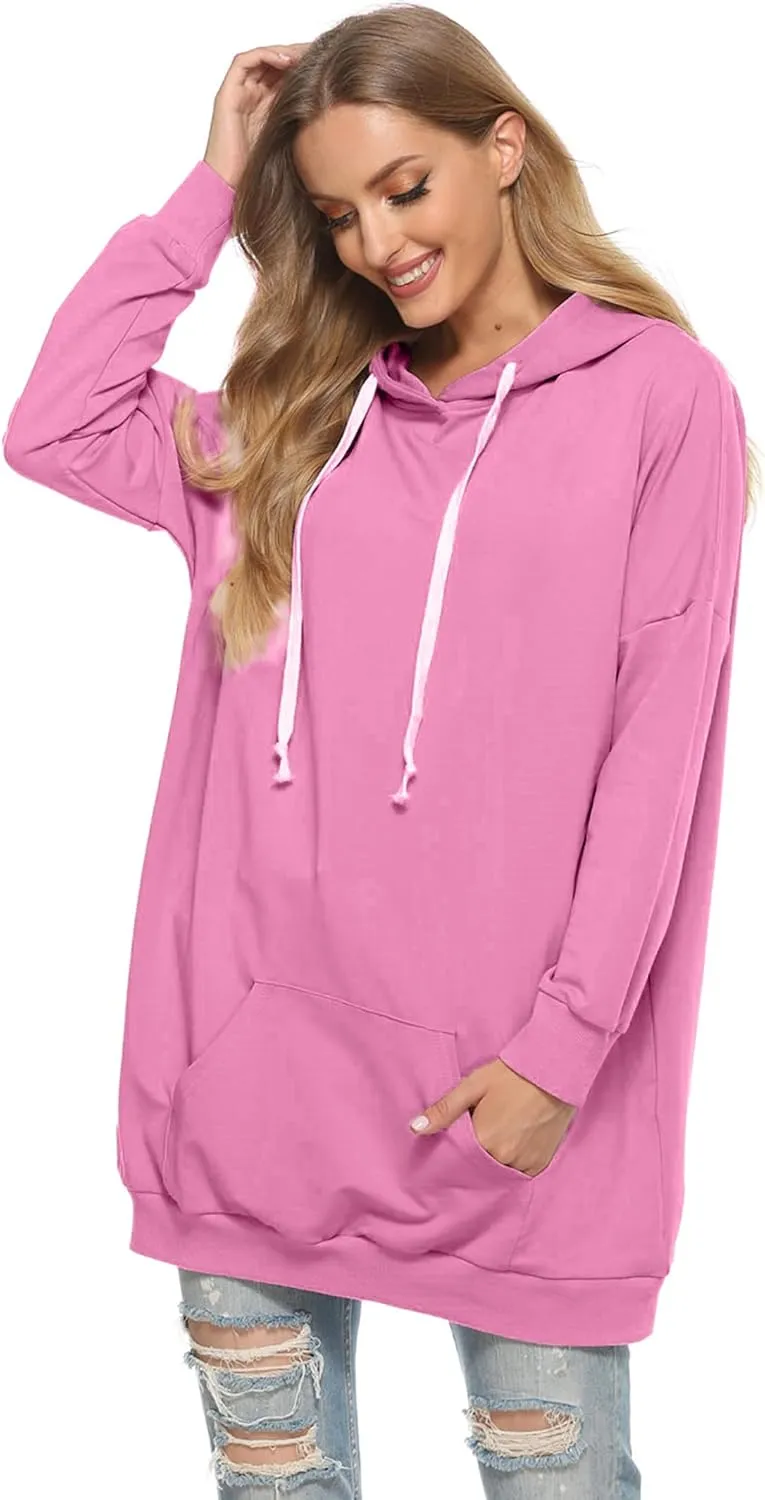 Famulily Womens Oversized Hoodie Extra Long Hooded Tunic Sweatshirt with Pockets