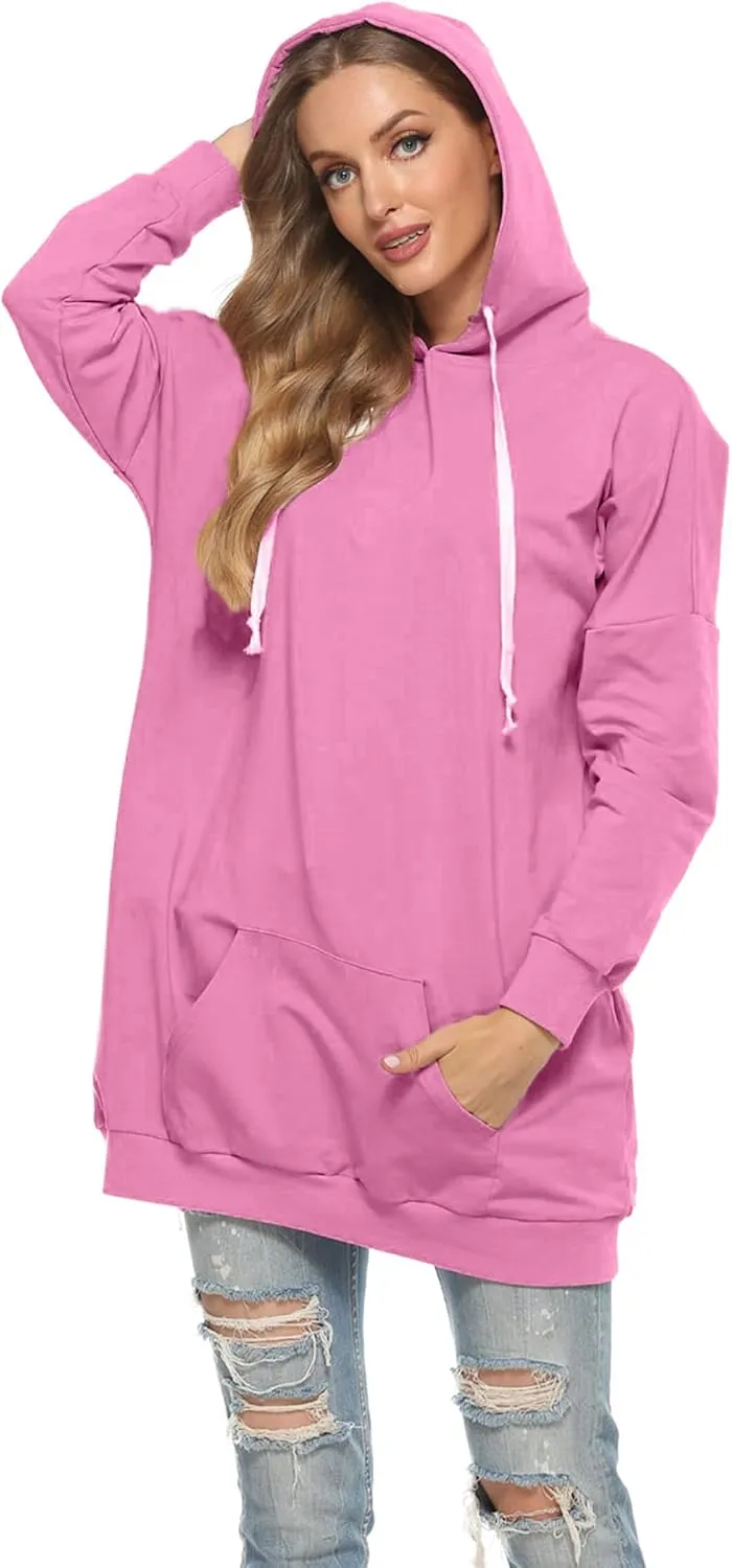 Famulily Womens Oversized Hoodie Extra Long Hooded Tunic Sweatshirt with Pockets