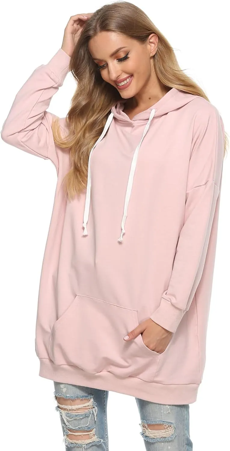 Famulily Womens Oversized Hoodie Extra Long Hooded Tunic Sweatshirt with Pockets