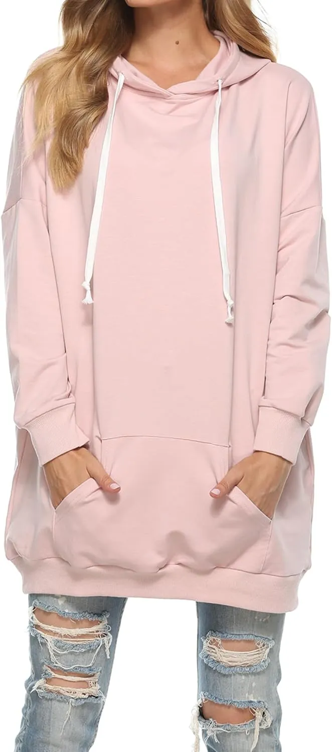 Famulily Womens Oversized Hoodie Extra Long Hooded Tunic Sweatshirt with Pockets