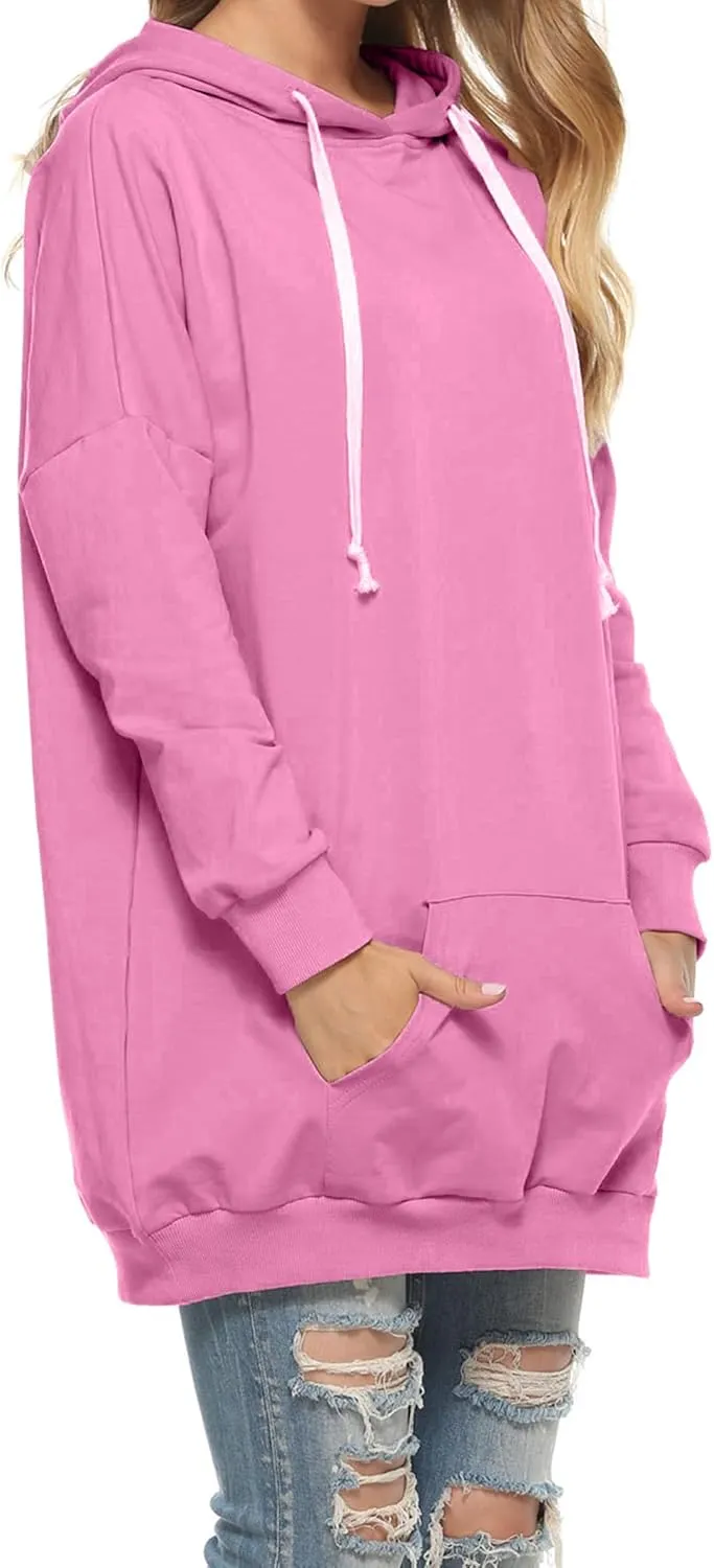 Famulily Womens Oversized Hoodie Extra Long Hooded Tunic Sweatshirt with Pockets
