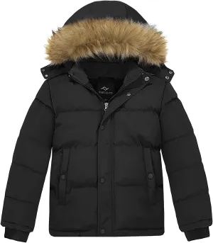 FARVALUE Boys Water Resistant Winter Coat Warm Quilted Puffer Jacket Hooded Parka Thicken Down Jacket for Boys