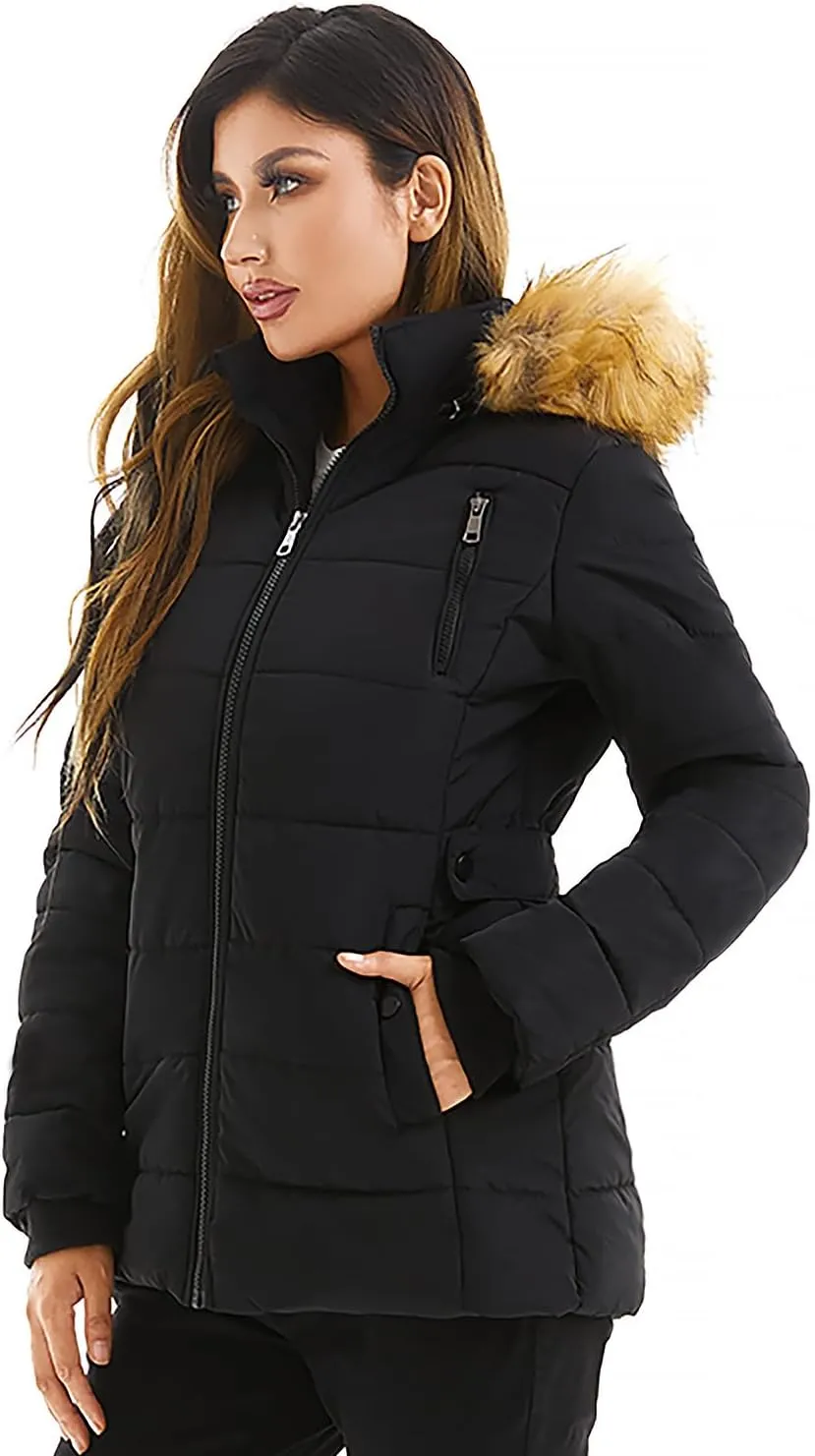 FARVALUE Womens Water Resistant Winter Coat Thicken Puffer Jacket Warm Quilted Parka Padded Windbreaker with Removable Hood
