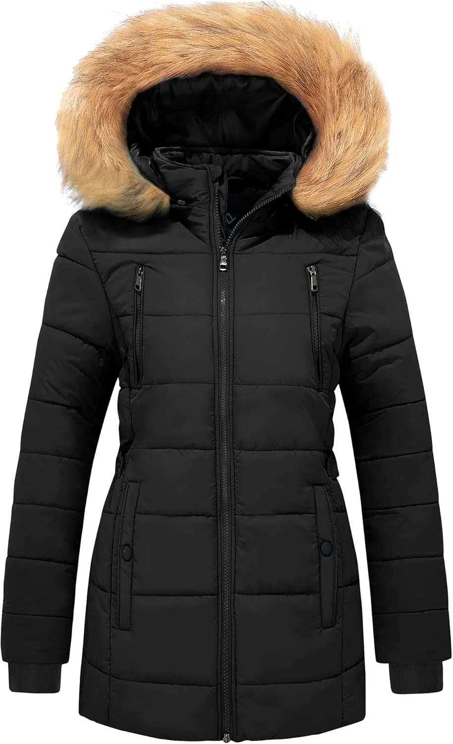 FARVALUE Womens Water Resistant Winter Coat Thicken Puffer Jacket Warm Quilted Parka Padded Windbreaker with Removable Hood