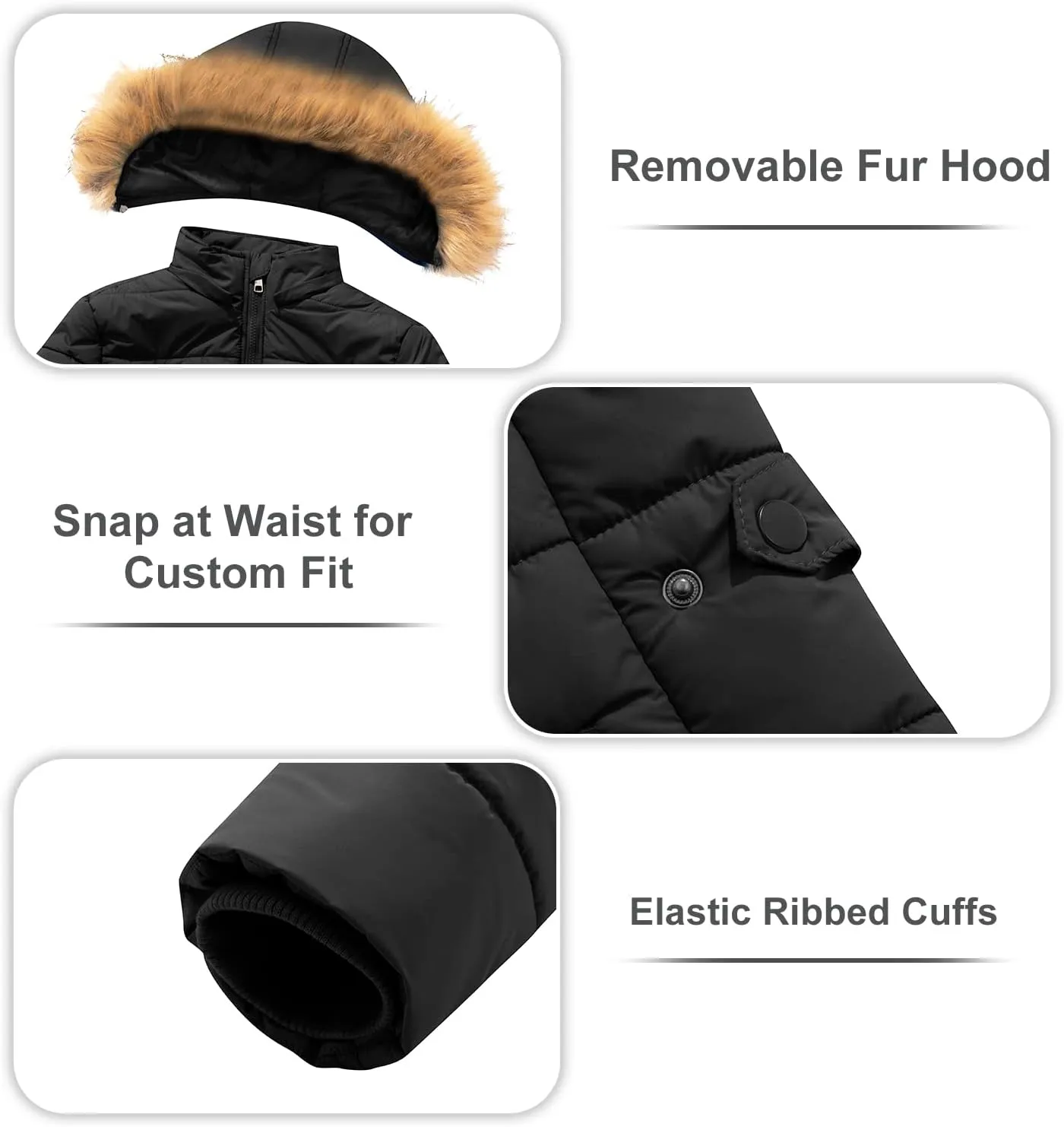 FARVALUE Womens Water Resistant Winter Coat Thicken Puffer Jacket Warm Quilted Parka Padded Windbreaker with Removable Hood