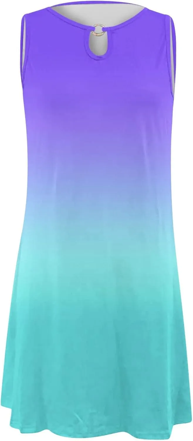 for Women Summer Loose Dress Sleeveless Floral Print V Neck Hollow Out Beach Dress Mini Dress Halter Formal