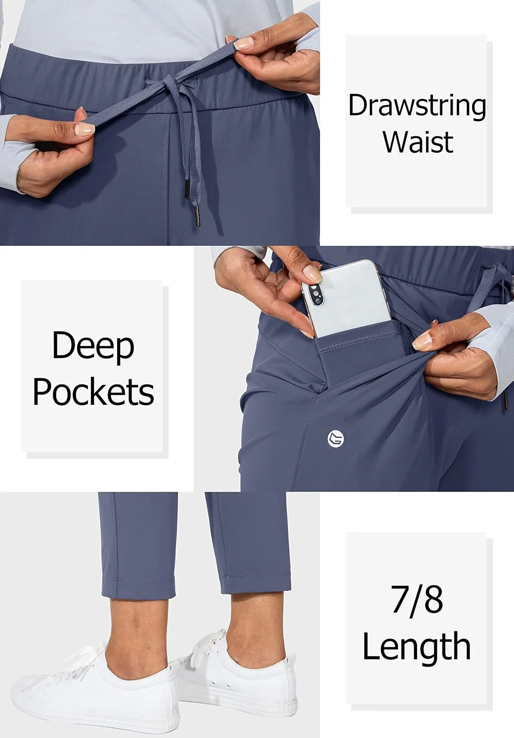 G Gradual Women's Pants with Deep Pockets 7/8 Stretch Ankle Sweatpants for Golf, Athletic, Lounge, Travel, Work