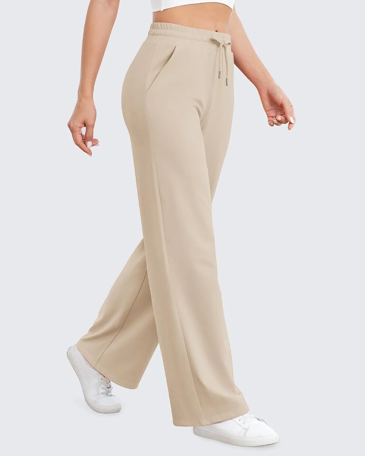 G4Free Wide Leg Yoga Pants with Pockets for Women Sweatpants Casual Drawstring Stretch Pants Petite/Regular/Tall