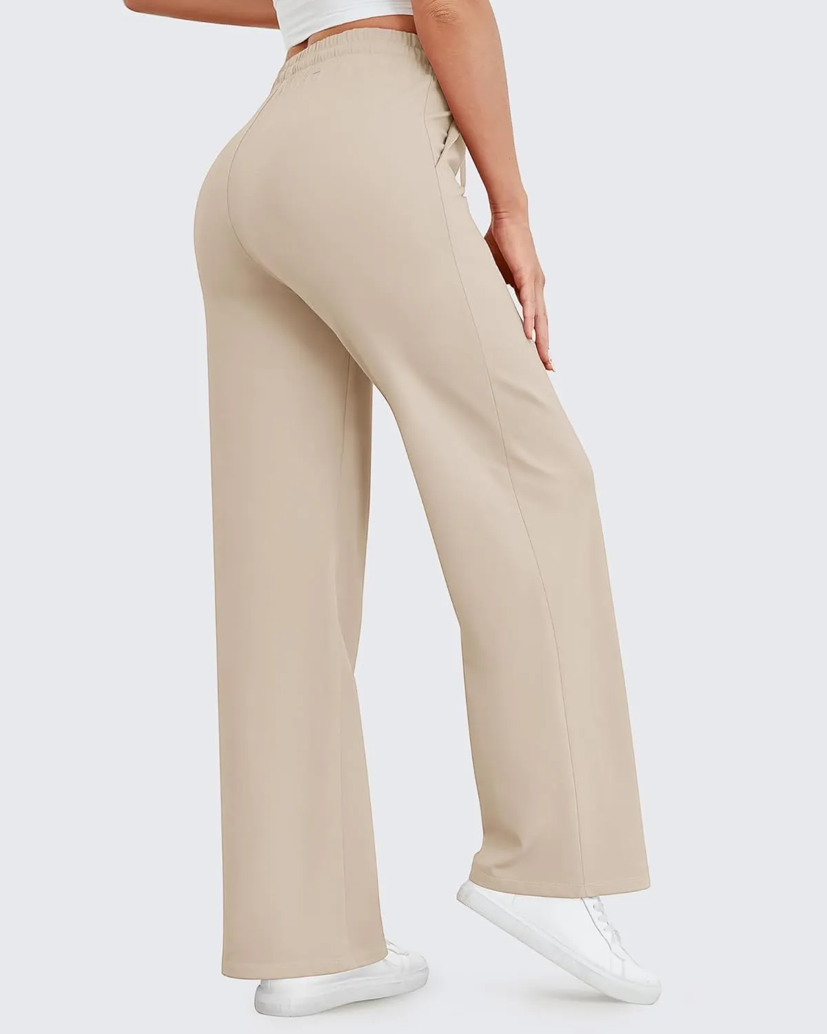 G4Free Wide Leg Yoga Pants with Pockets for Women Sweatpants Casual Drawstring Stretch Pants Petite/Regular/Tall