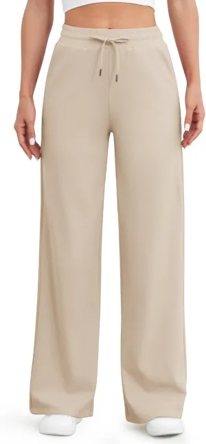 G4Free Wide Leg Yoga Pants with Pockets for Women Sweatpants Casual Drawstring Stretch Pants Petite/Regular/Tall