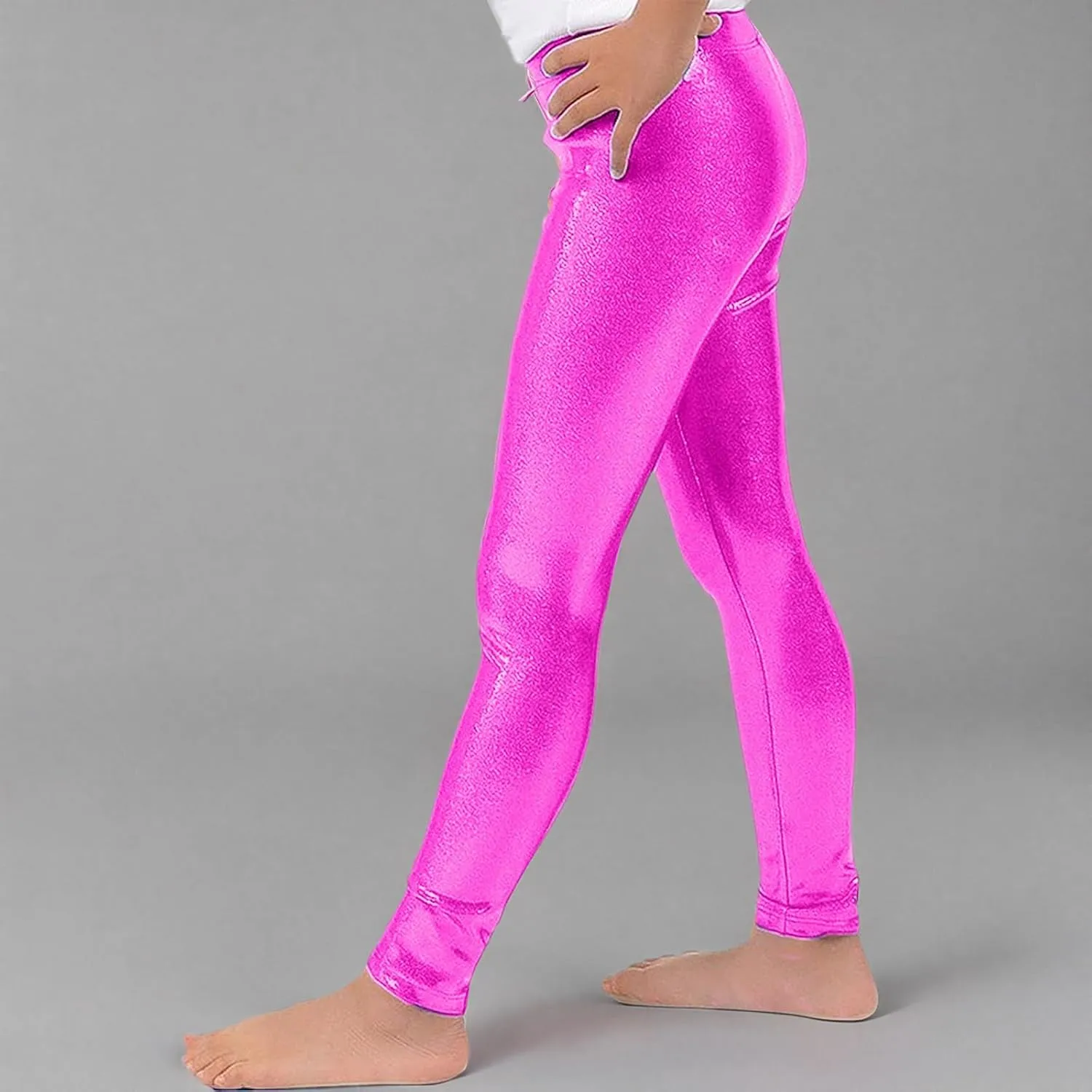 Girl's Metallic Mystique Leggings 80s Outfit for Girls neon Glitter Sequin Pants Glitter Tights