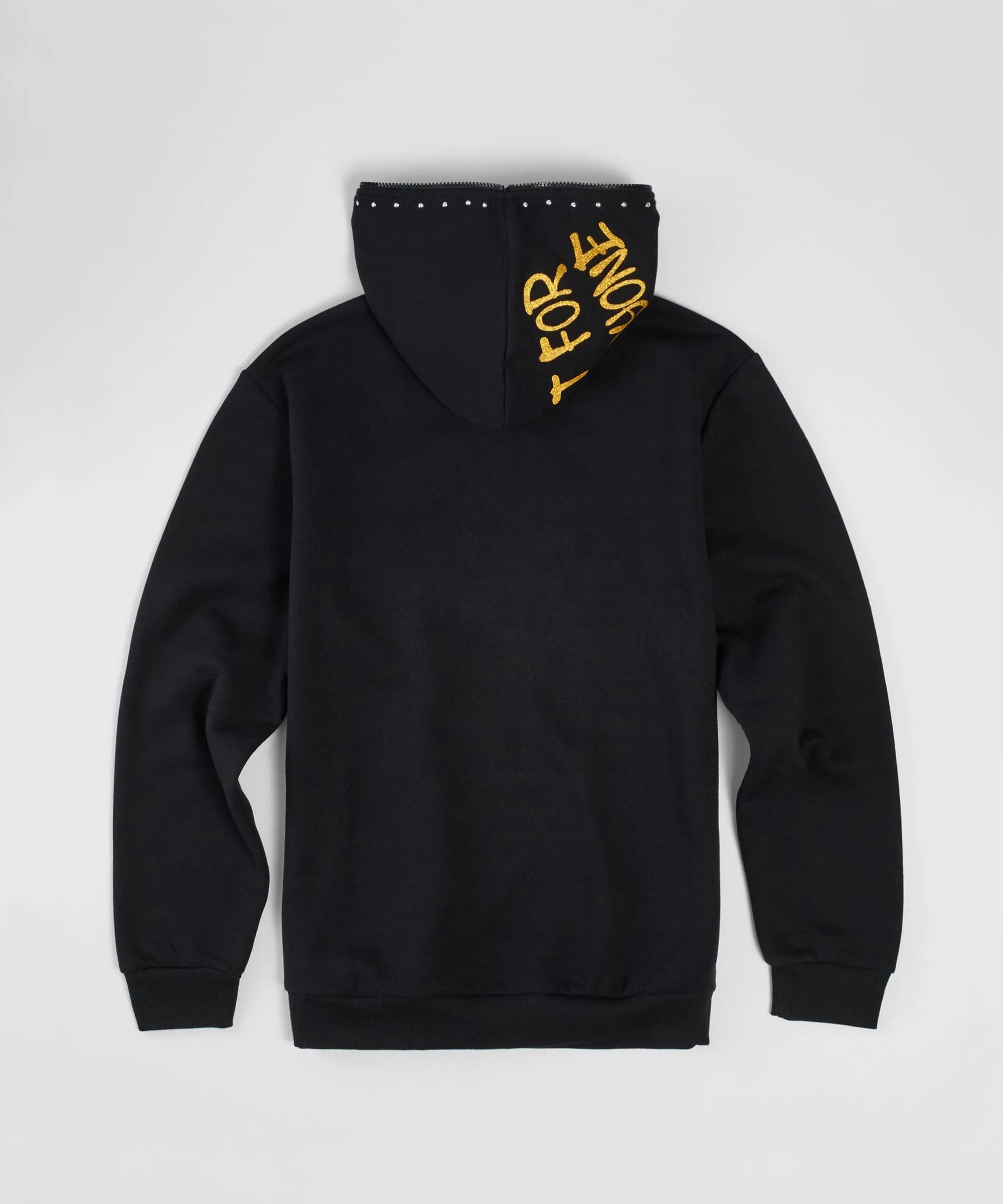 Grind Over Glory Rhinestone Full Zip Hoodie - Black