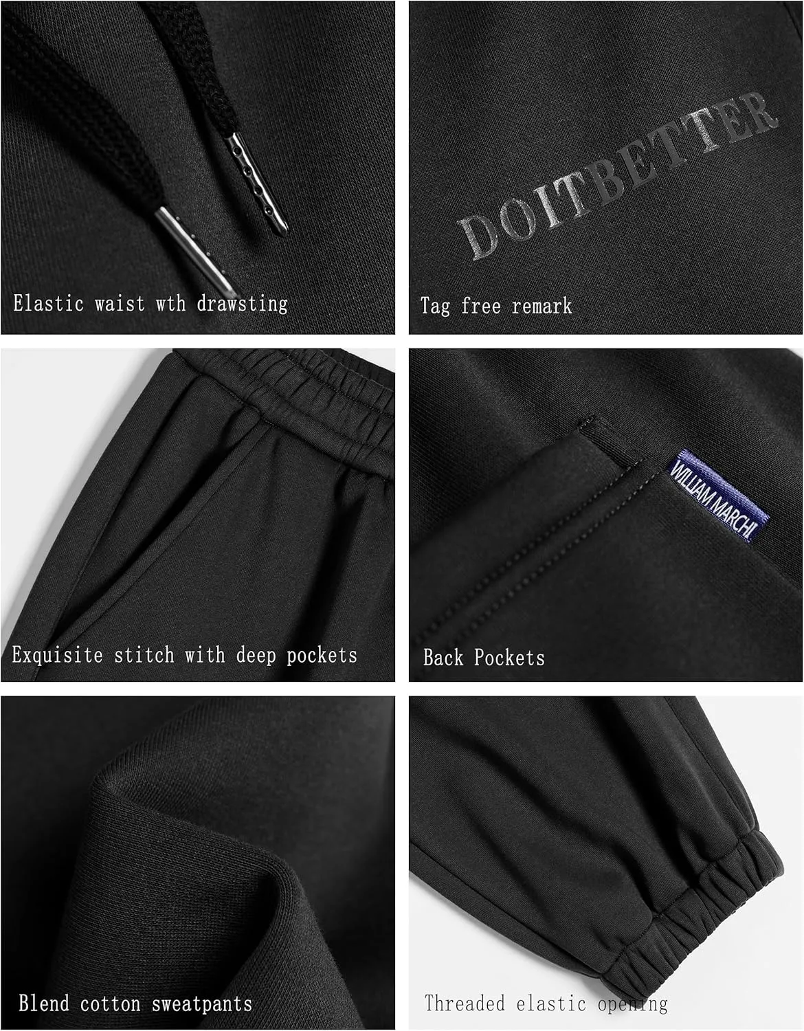 HHZ Men's Cotton Joggers Sweatpants Loose Baggy Gym Workout Yoga Lounge Pants with Elastic Bottom Straight Leg