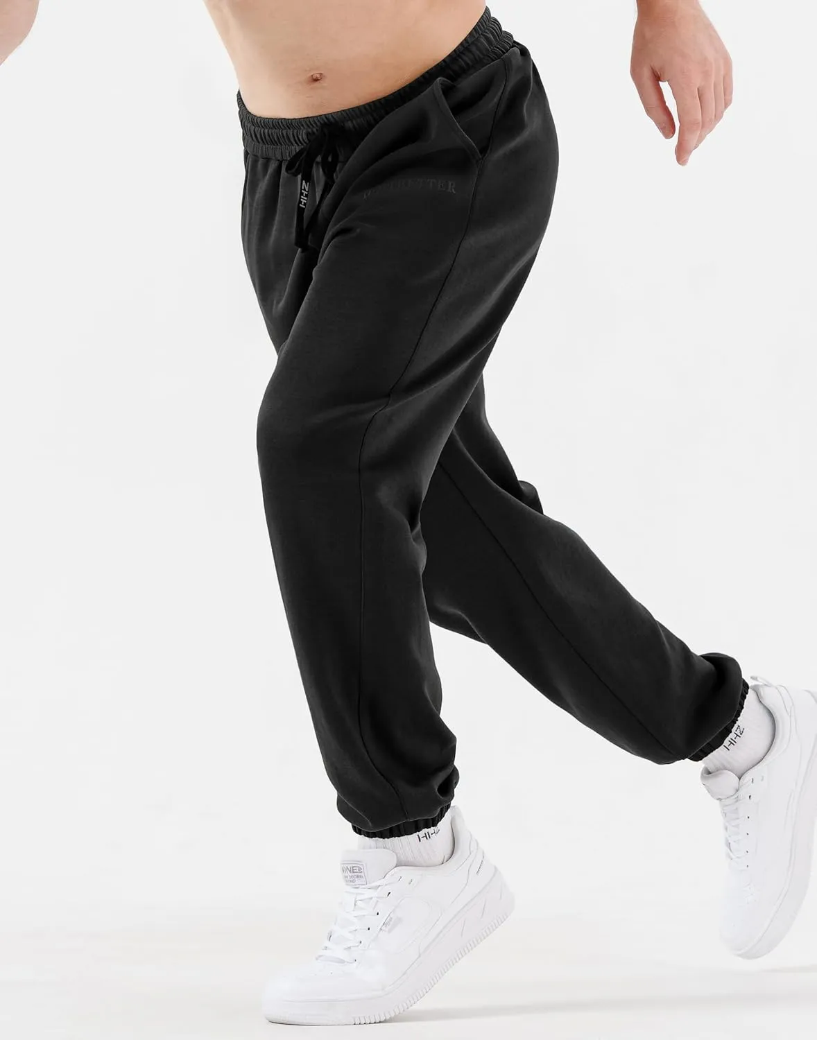 HHZ Men's Cotton Joggers Sweatpants Loose Baggy Gym Workout Yoga Lounge Pants with Elastic Bottom Straight Leg