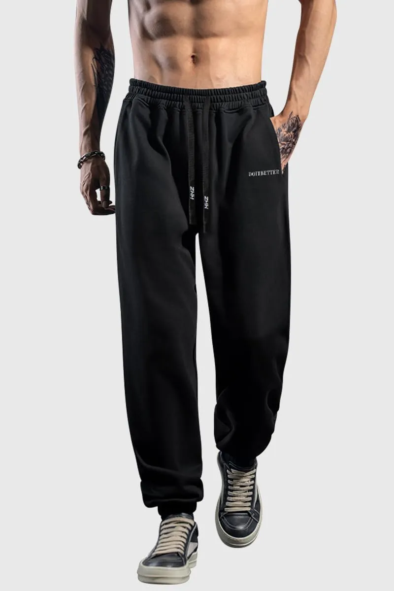 HHZ Men's Cotton Joggers Sweatpants Loose Baggy Gym Workout Yoga Lounge Pants with Elastic Bottom Straight Leg
