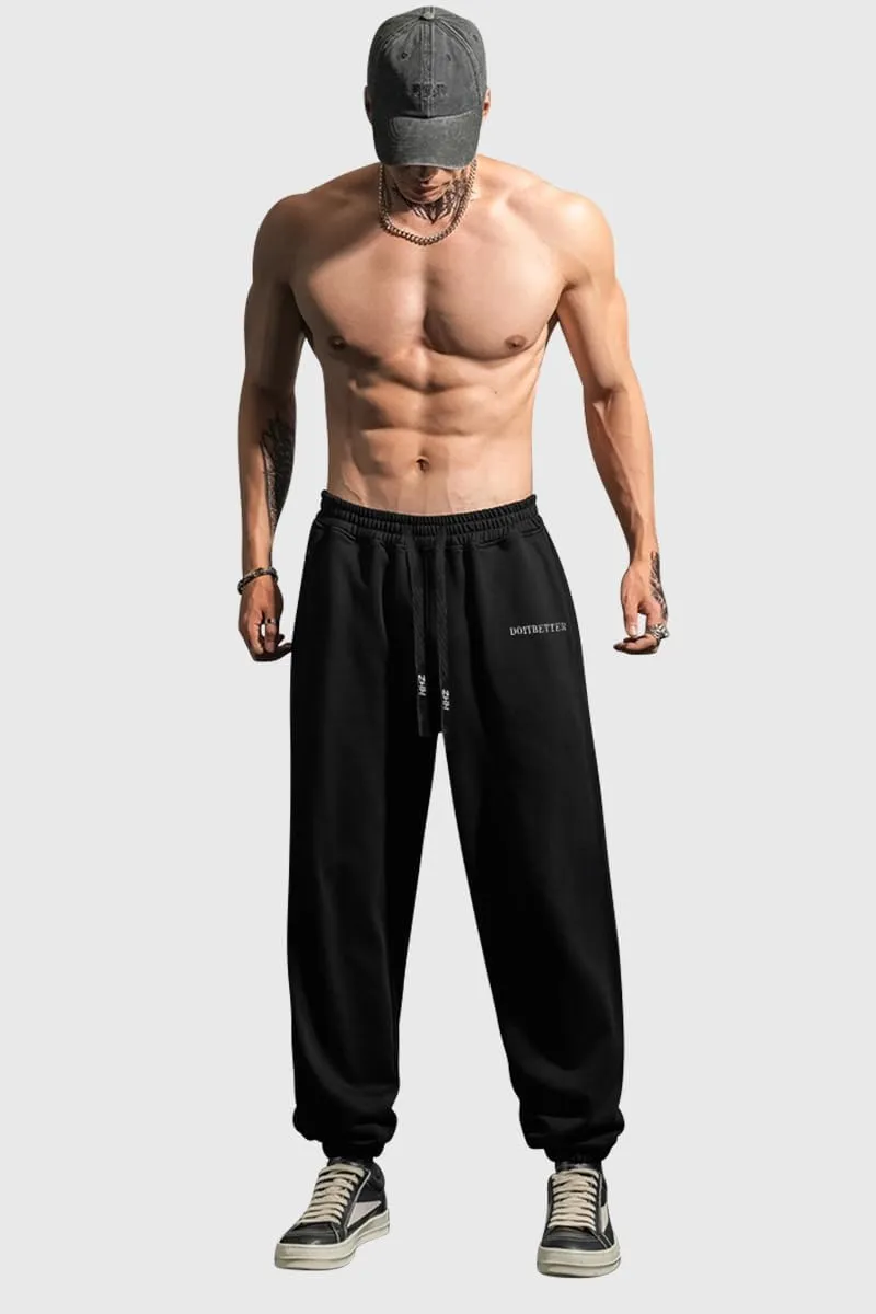 HHZ Men's Cotton Joggers Sweatpants Loose Baggy Gym Workout Yoga Lounge Pants with Elastic Bottom Straight Leg
