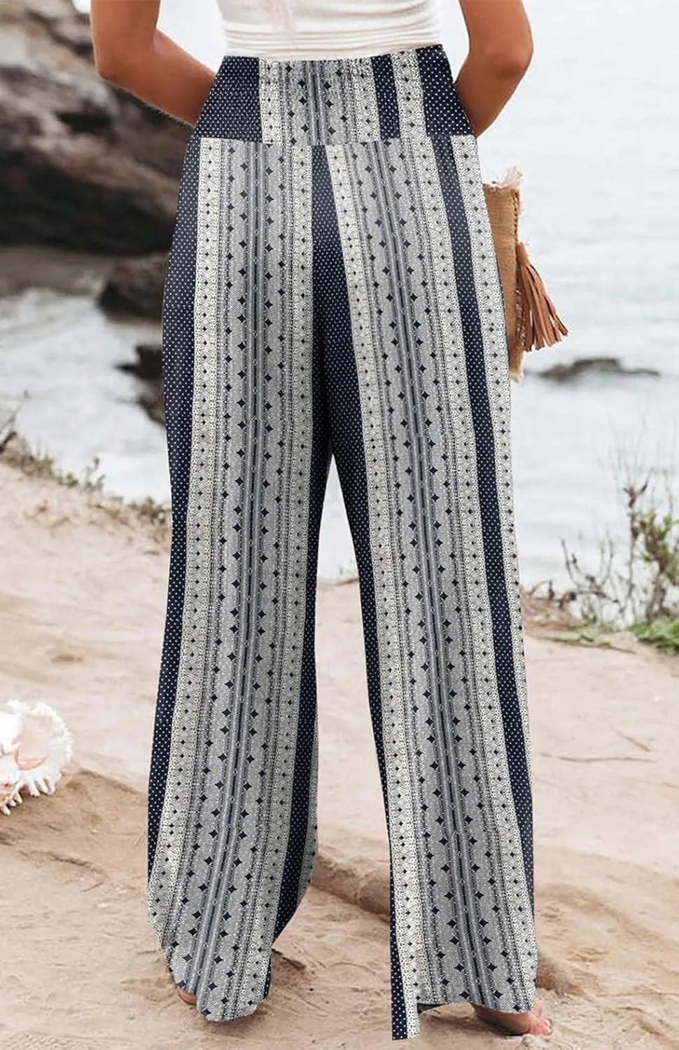 High Waisted Palazzo Wide Leg Flowy Dressy Pants for Women Business Casual Trousers with Pockets