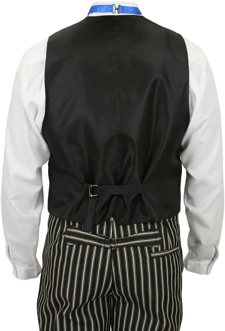 Historical Emporium Men's Satin Jacquard Formal Suit Vest, Victorian Edwardian Tuxedo Dress Waistcoat