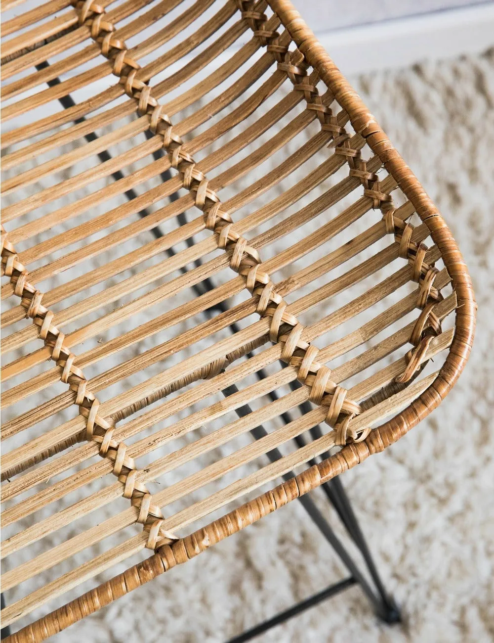 HKliving Natural Rattan Bar Stool