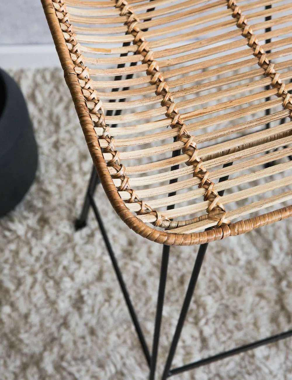 HKliving Natural Rattan Bar Stool