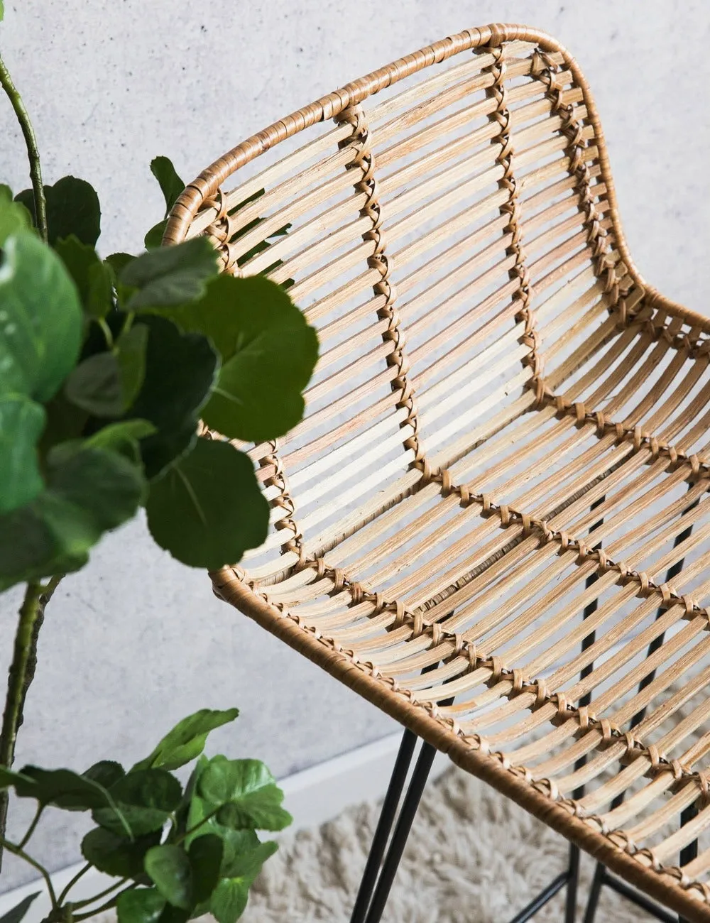 HKliving Natural Rattan Bar Stool