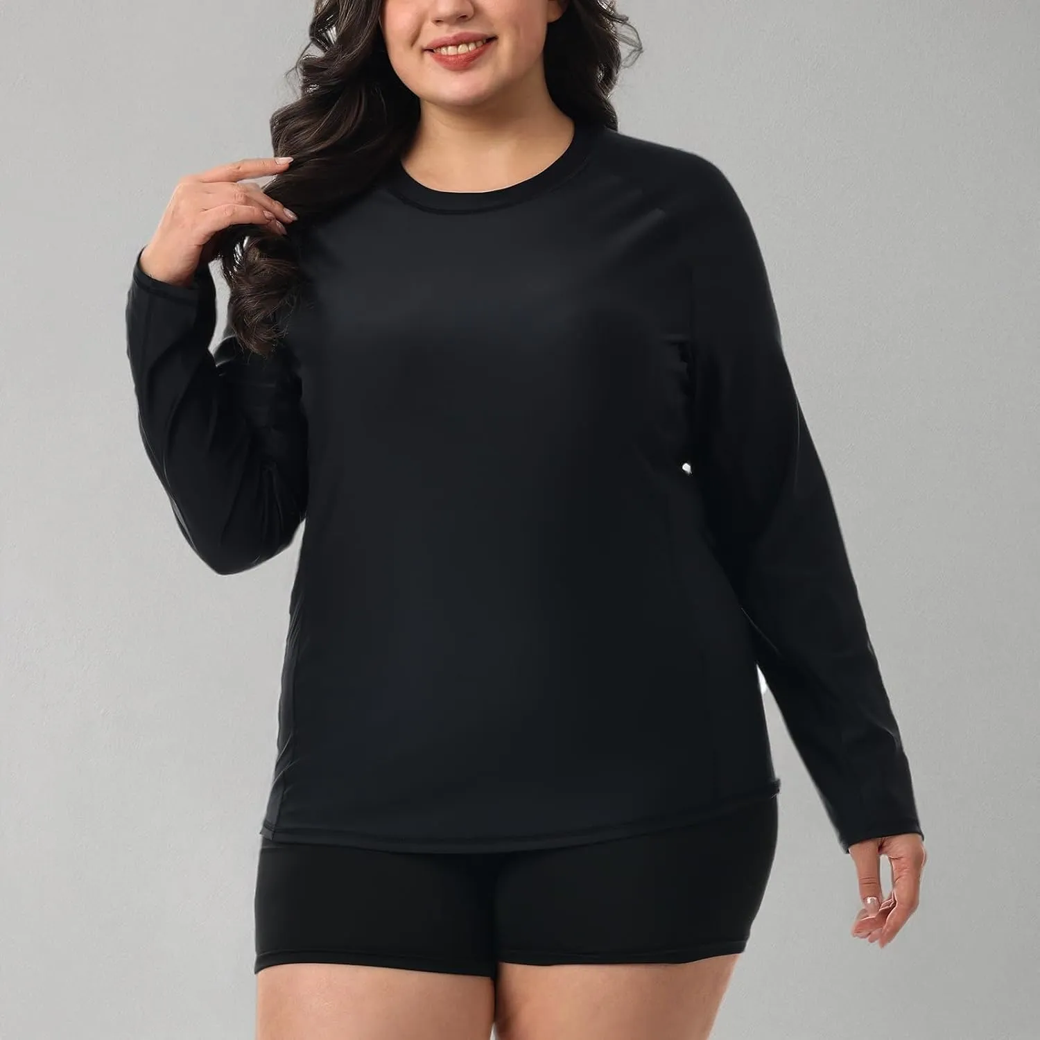 HODOSPORTS Women's Plus Size Rash Guard UPF 50  Swim Shirt Sun Protection Swimsuit Top Long Sleeve 1X-6X