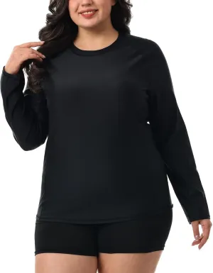 HODOSPORTS Women's Plus Size Rash Guard UPF 50  Swim Shirt Sun Protection Swimsuit Top Long Sleeve 1X-6X