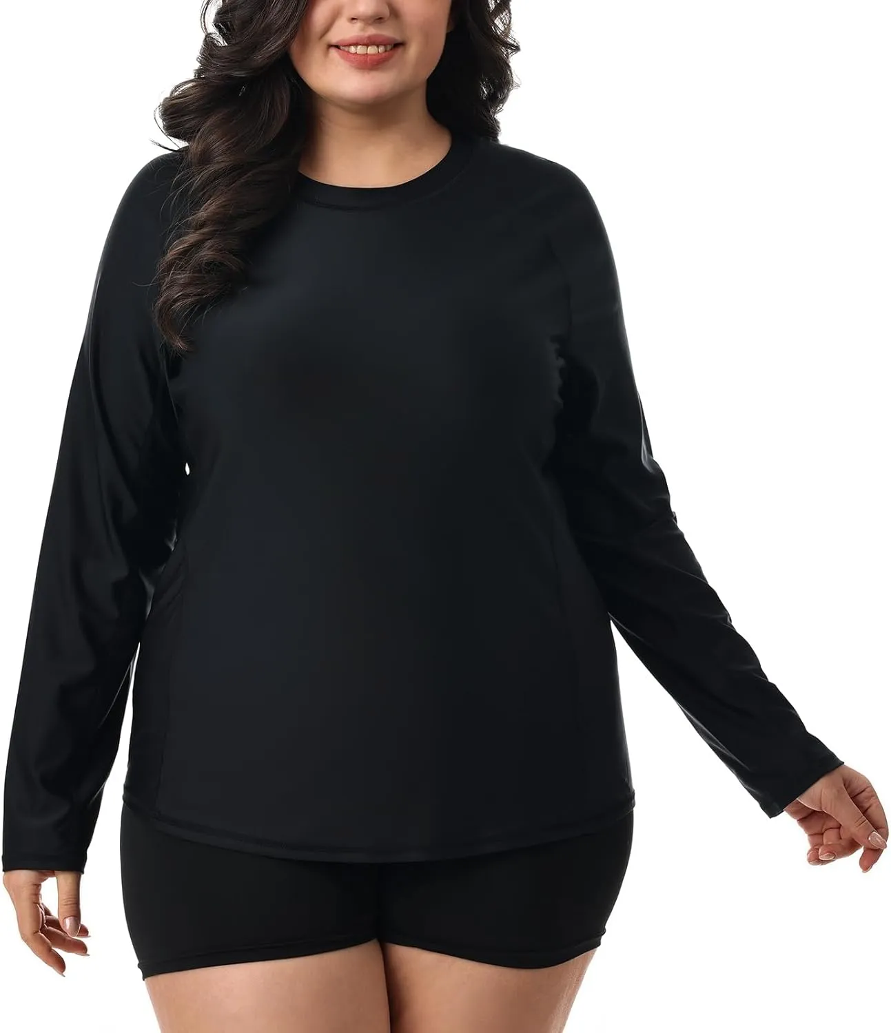 HODOSPORTS Women's Plus Size Rash Guard UPF 50  Swim Shirt Sun Protection Swimsuit Top Long Sleeve 1X-6X