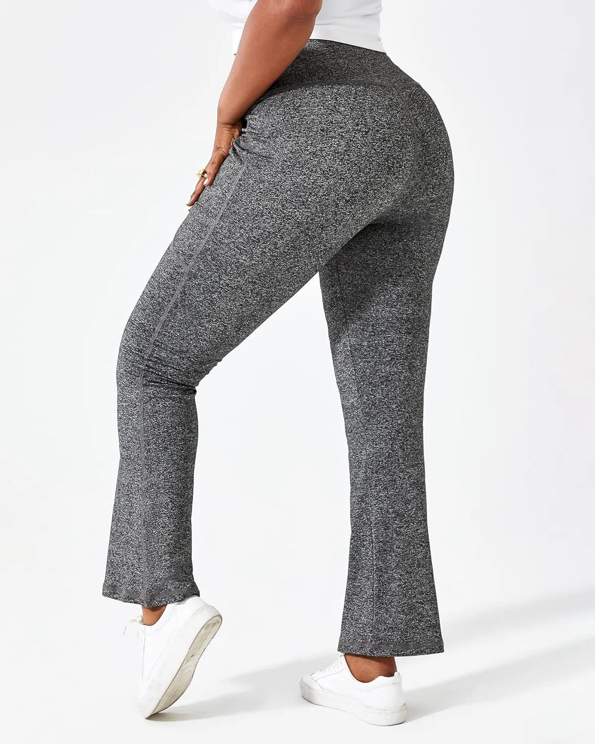 Honwenle Women's Plus Size Bootcut Yoga Pants with Pockets High Waisted Tummy Control Bootleg Flared Wide Leg Pants