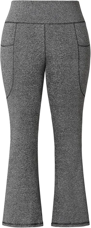 Honwenle Women's Plus Size Bootcut Yoga Pants with Pockets High Waisted Tummy Control Bootleg Flared Wide Leg Pants