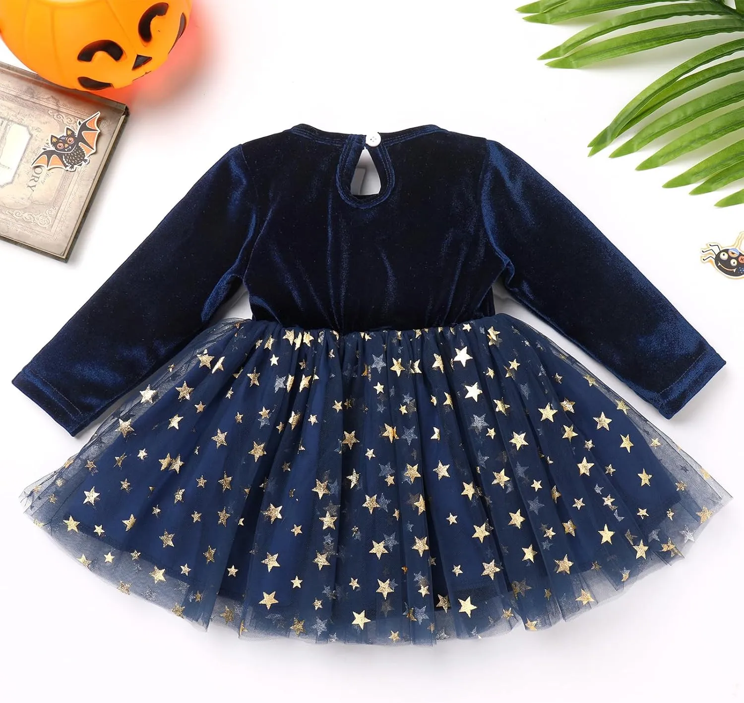 IDOPIP Toddler Girls Velvet Romper Dress with Cloak Cape Outfit Princess Star Glitters Tulle Dress Cute Christmas Party Gown