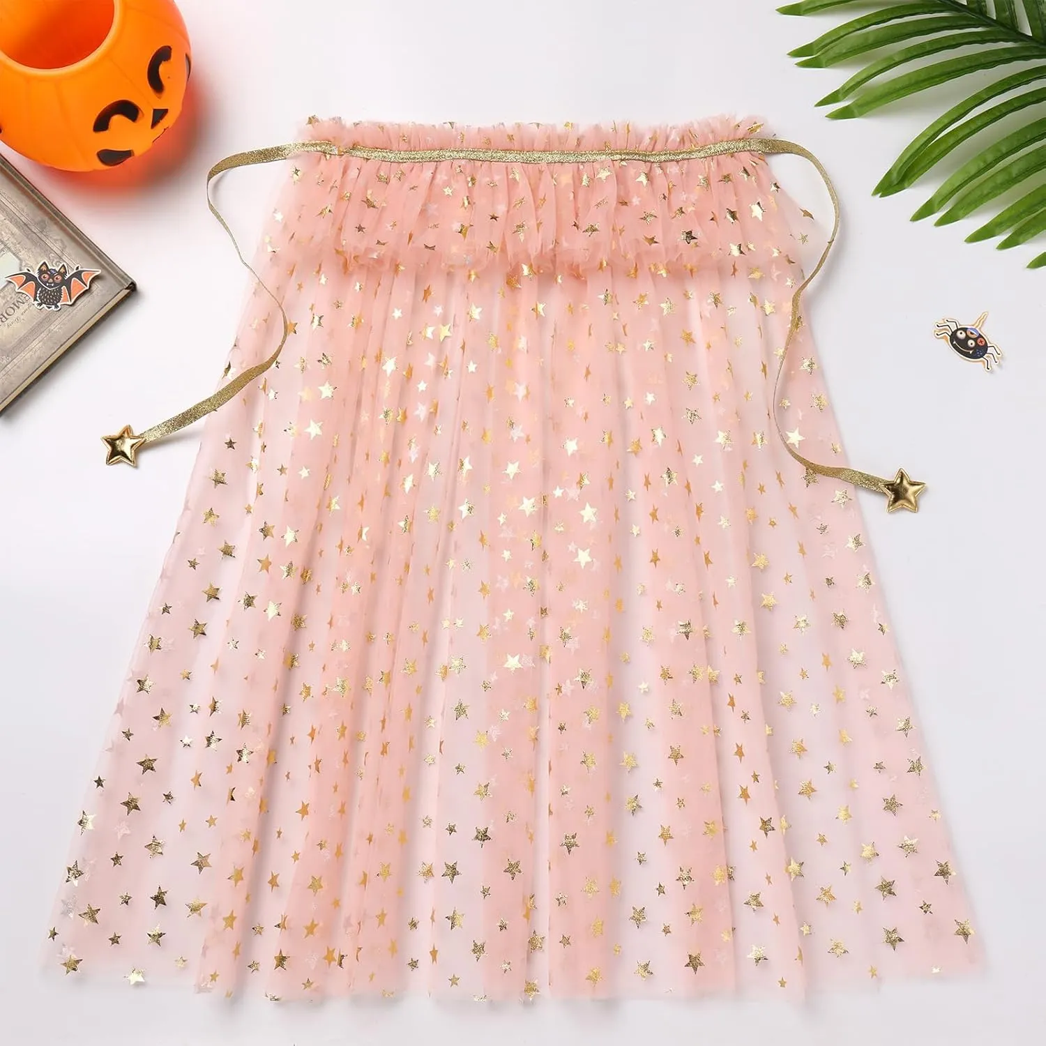 IDOPIP Toddler Girls Velvet Romper Dress with Cloak Cape Outfit Princess Star Glitters Tulle Dress Cute Christmas Party Gown
