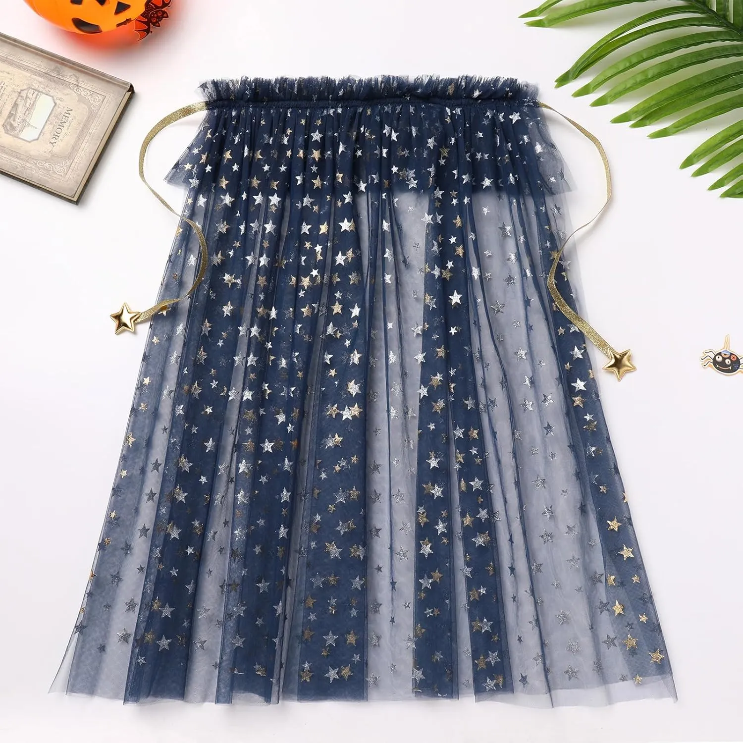 IDOPIP Toddler Girls Velvet Romper Dress with Cloak Cape Outfit Princess Star Glitters Tulle Dress Cute Christmas Party Gown