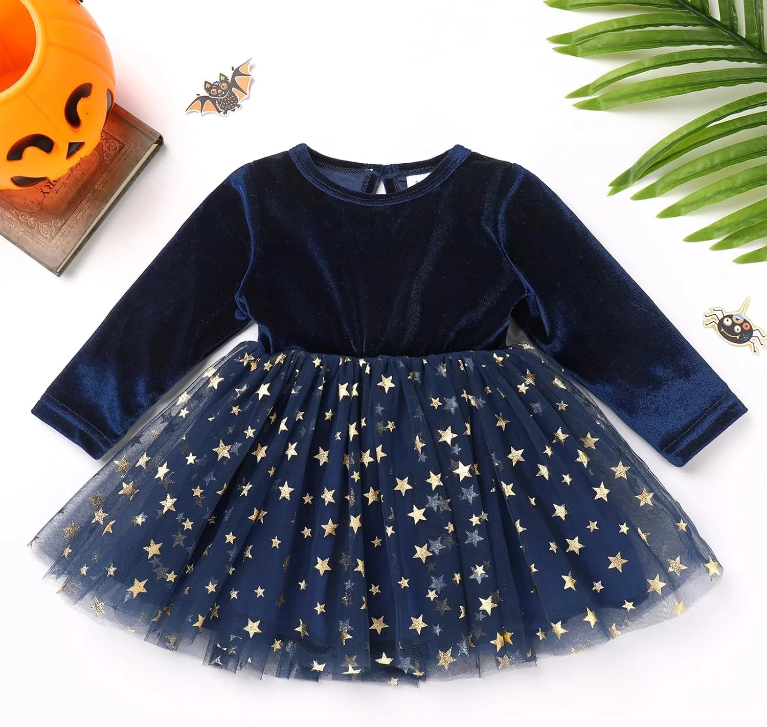 IDOPIP Toddler Girls Velvet Romper Dress with Cloak Cape Outfit Princess Star Glitters Tulle Dress Cute Christmas Party Gown