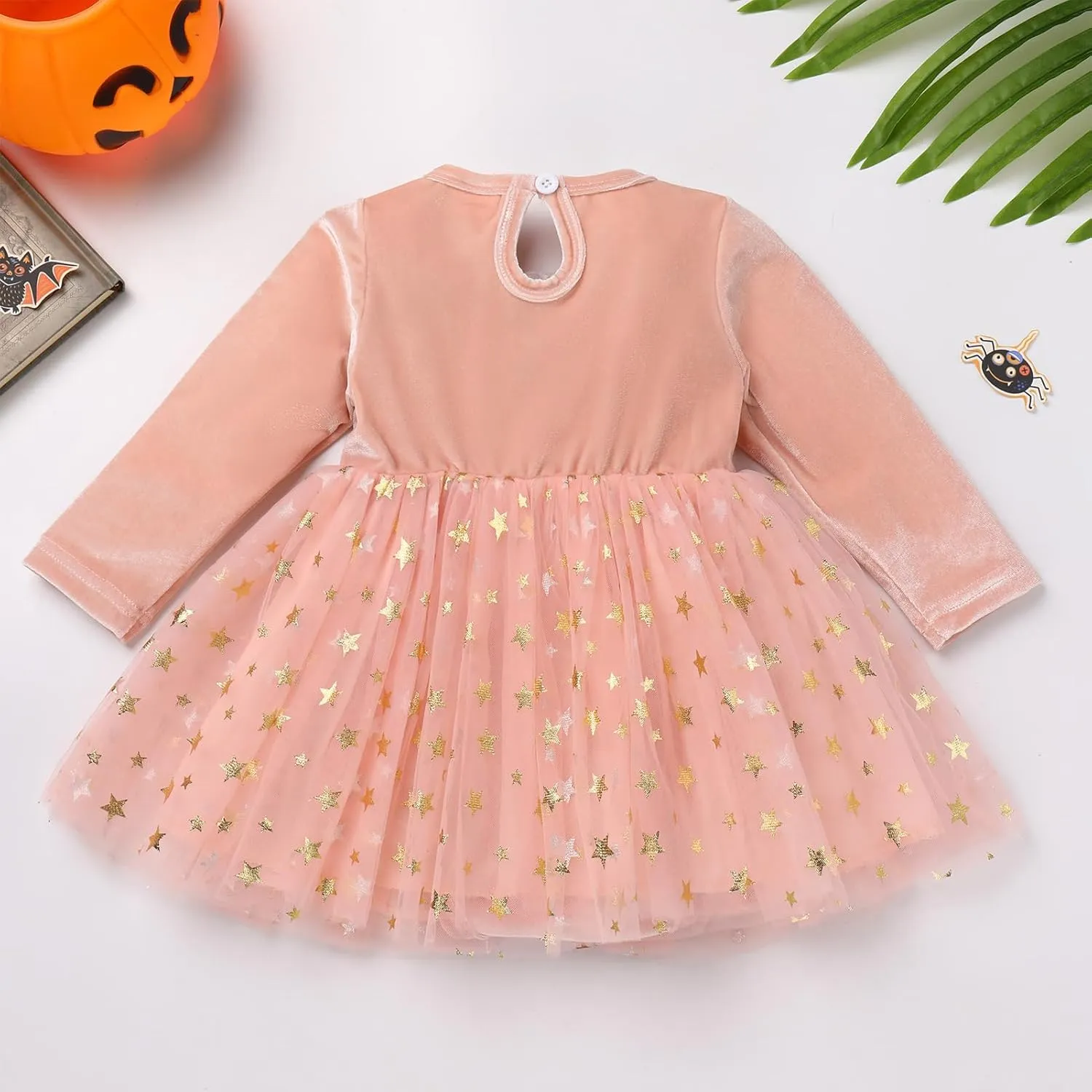 IDOPIP Toddler Girls Velvet Romper Dress with Cloak Cape Outfit Princess Star Glitters Tulle Dress Cute Christmas Party Gown