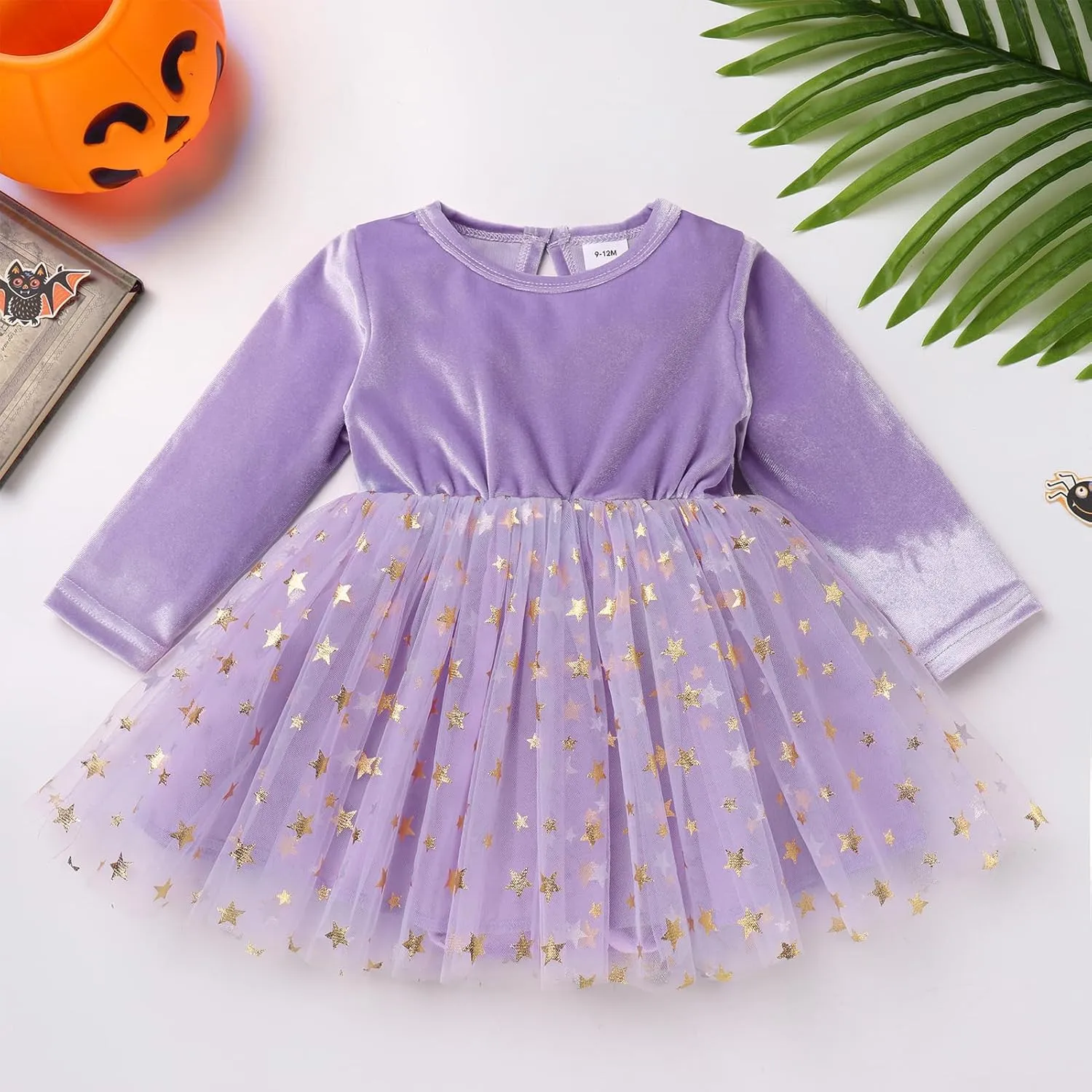 IDOPIP Toddler Girls Velvet Romper Dress with Cloak Cape Outfit Princess Star Glitters Tulle Dress Cute Christmas Party Gown