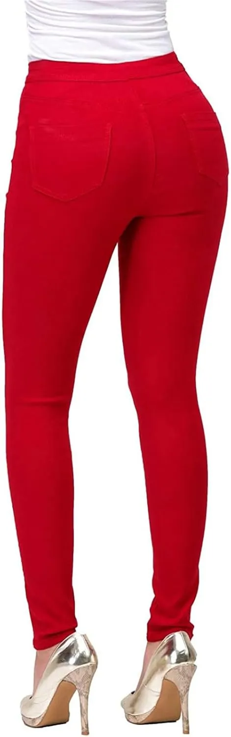 Jeggings for Women Tummy Control Jeans High Waisted Stretchy Elastic Pants Pull-on Sexy Brown Denim Pants