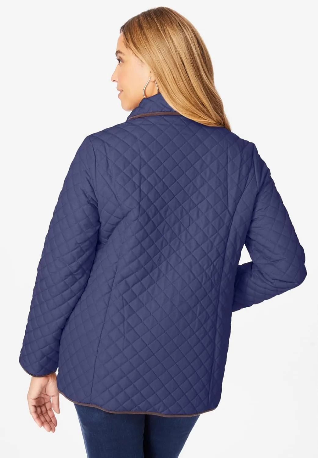 Jessica London Women's Plus Size Snap-Front Quilted Coat