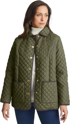 Jessica London Women's Plus Size Snap-Front Quilted Coat