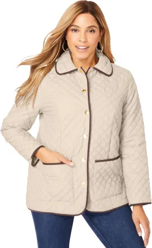 Jessica London Women's Plus Size Snap-Front Quilted Coat
