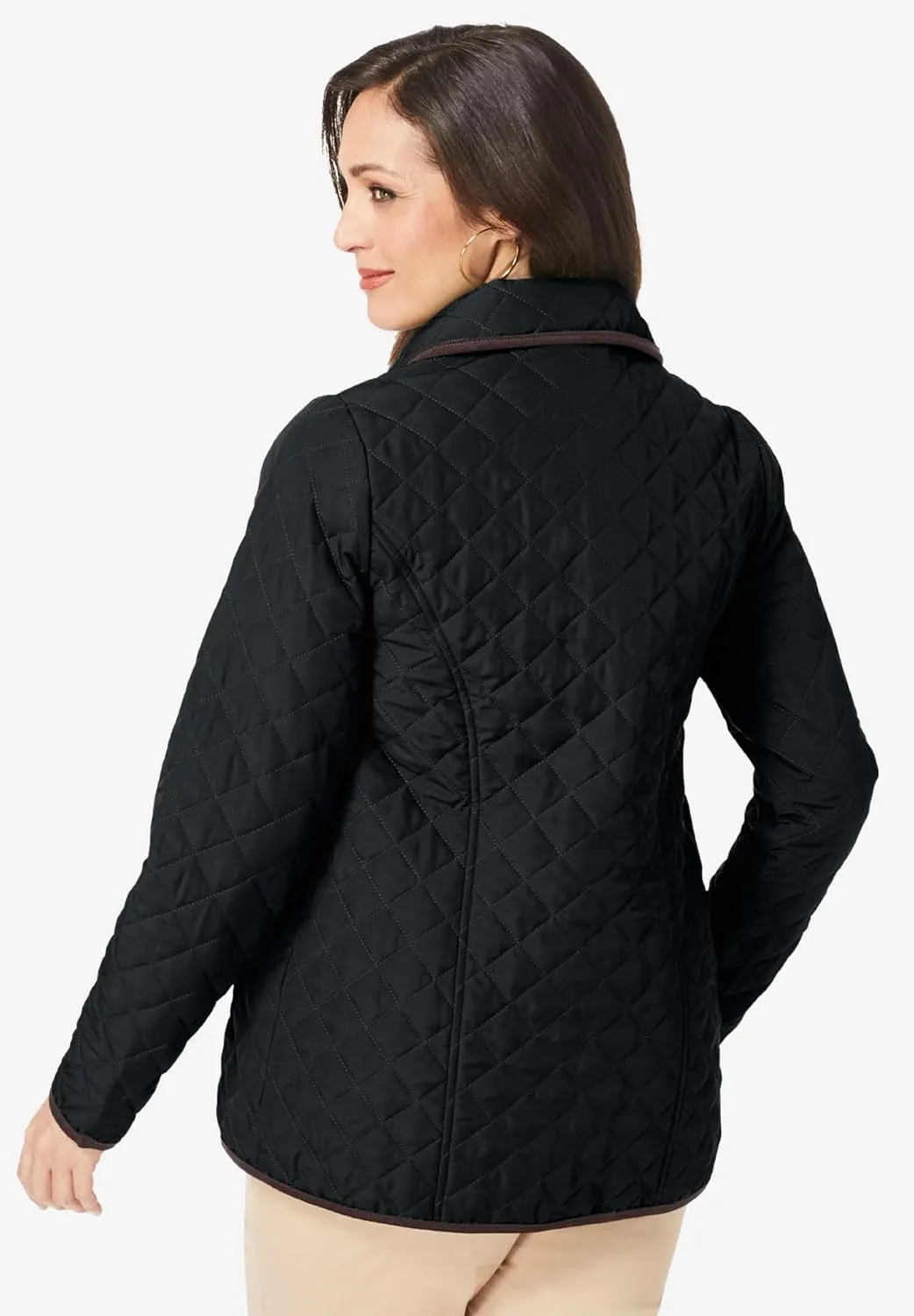 Jessica London Women's Plus Size Snap-Front Quilted Coat