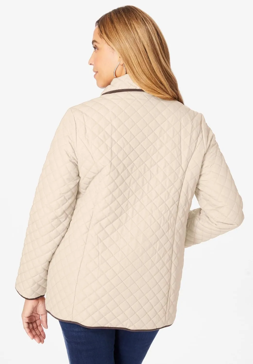 Jessica London Women's Plus Size Snap-Front Quilted Coat