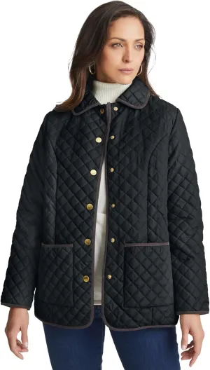 Jessica London Women's Plus Size Snap-Front Quilted Coat
