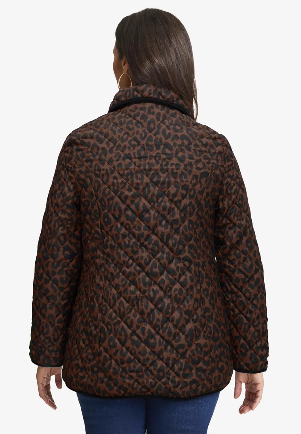 Jessica London Women's Plus Size Snap-Front Quilted Coat