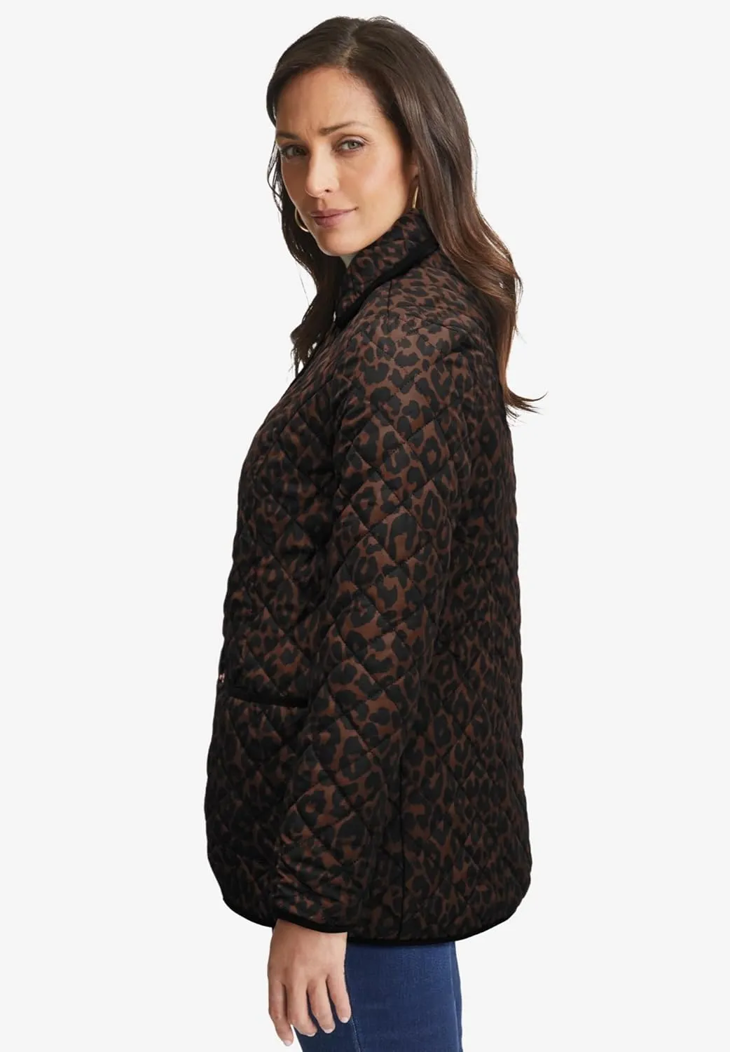 Jessica London Women's Plus Size Snap-Front Quilted Coat