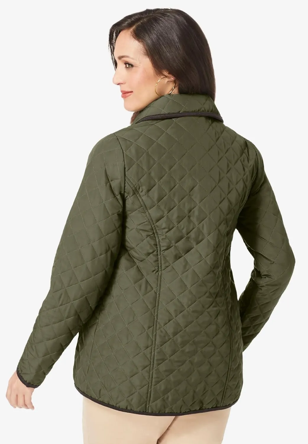 Jessica London Women's Plus Size Snap-Front Quilted Coat