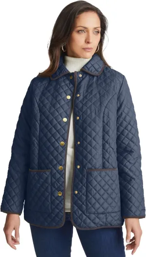 Jessica London Women's Plus Size Snap-Front Quilted Coat