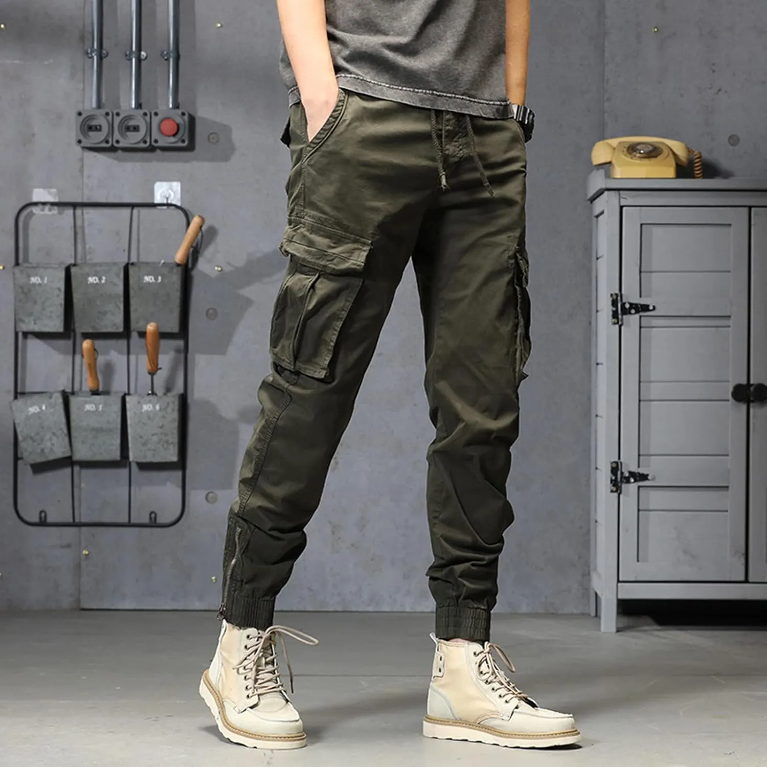 Jogger Pants for Men 2024 Outdoor Tactical Pants Cotton Drawstring Waist Running Workout Harem Pants Hiking Pants