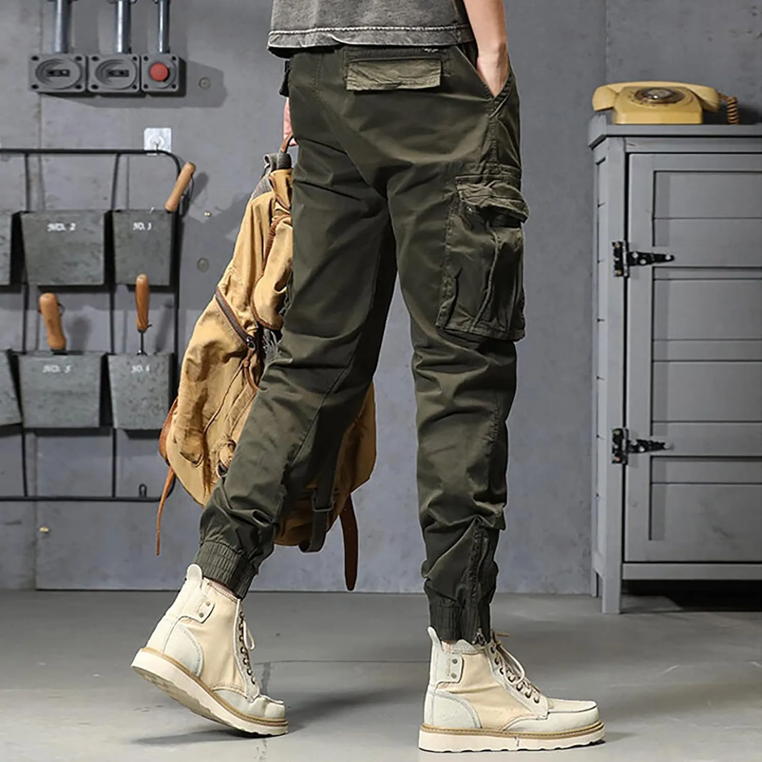 Jogger Pants for Men 2024 Outdoor Tactical Pants Cotton Drawstring Waist Running Workout Harem Pants Hiking Pants